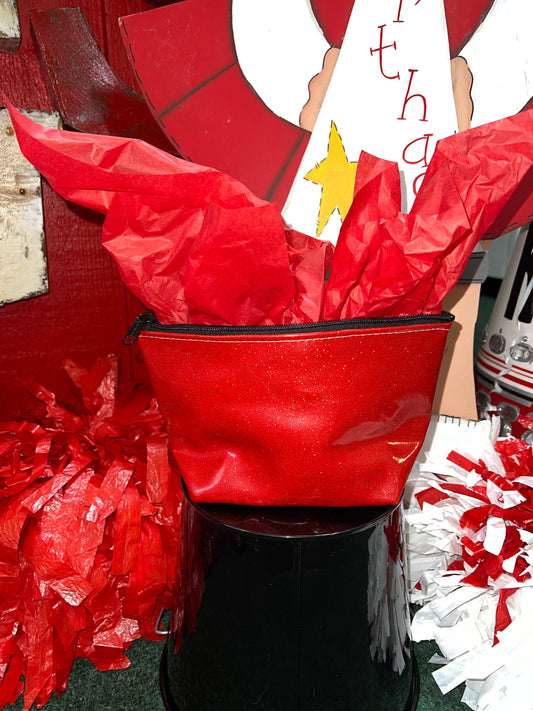 Small Red Glitter Cosmetic Bag